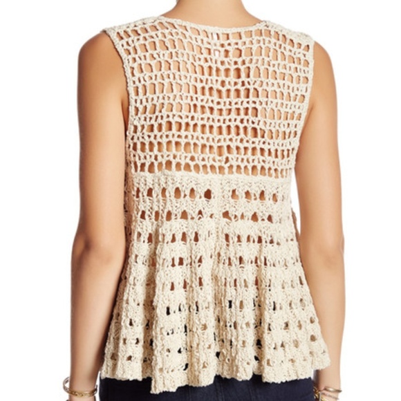 NWT Free People Macrame V-Neck Sweater Tank Size S - Picture 2 of 2